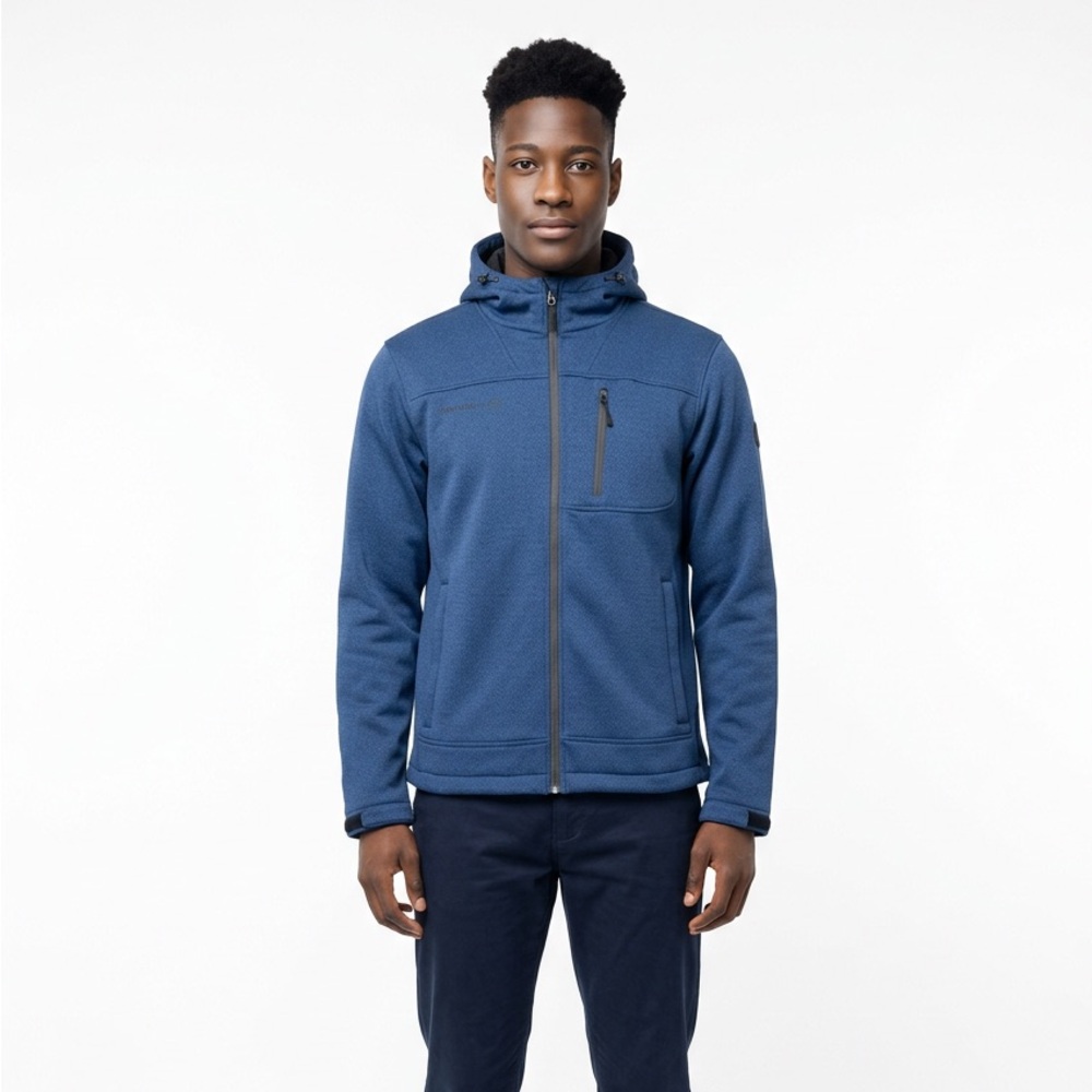 Men's Free Country Blue Full-Zip Hoodie Sz Med Outdoors Athleisure Sporty Hiking